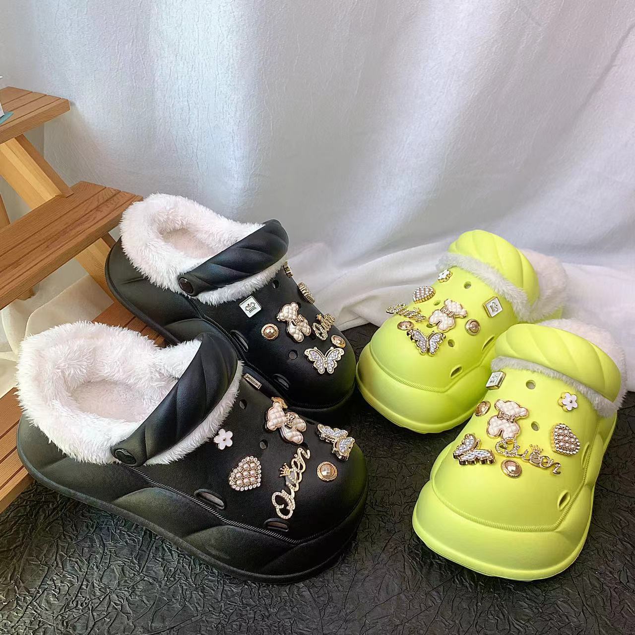 Damen Winterclogs mit glitzernden Verzierungen Fudus