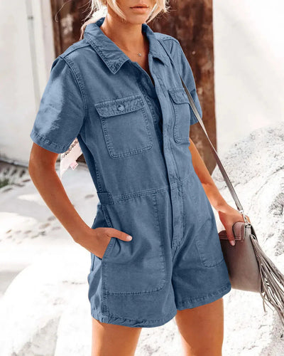 Damen Kurzoverall im lässigen Utility-Stil mit praktischen Taschen Fudus