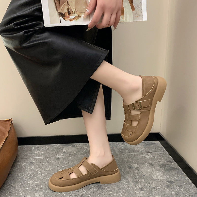 Damen offene Clogs mit modischem Schnallenverschluss und ergonomischer Sohle Fudus