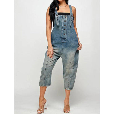 Damen Overall aus Denim mit Knopfdetail Fudus
