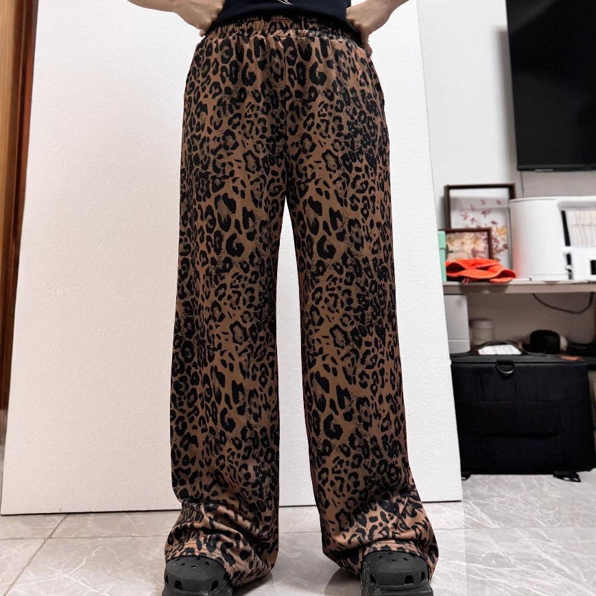 Damen Freizeithose mit Leopardenmuster und elastischem Bund Fudus
