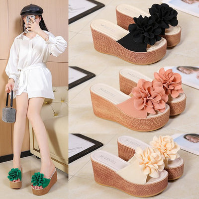 Damen Wedge-Sandalen mit floralem Dekor und rutschfester Sohle Fudus