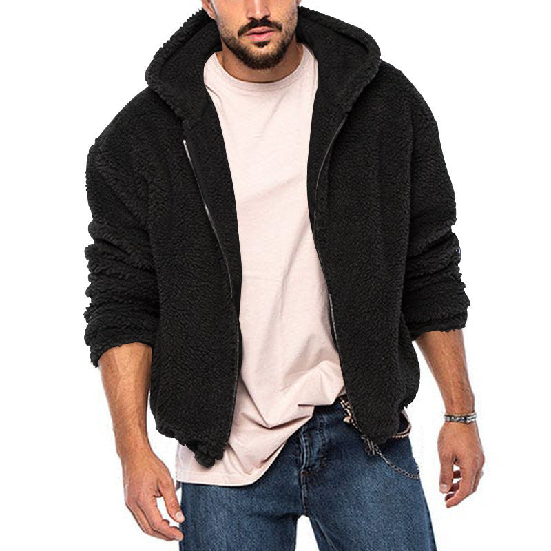 Herren Teddy-Fleece-Jacke mit Kapuze Fudus