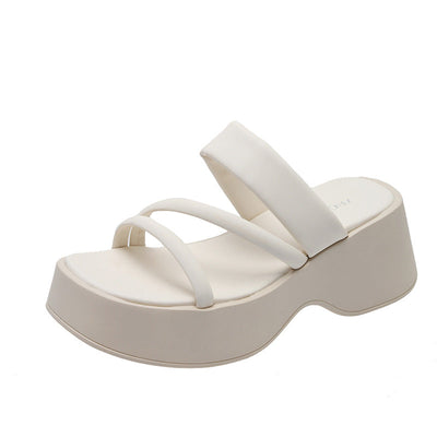 Damen Plateau-Sandalen mit breiten Riemen und ergonomischem Fußbett Fudus