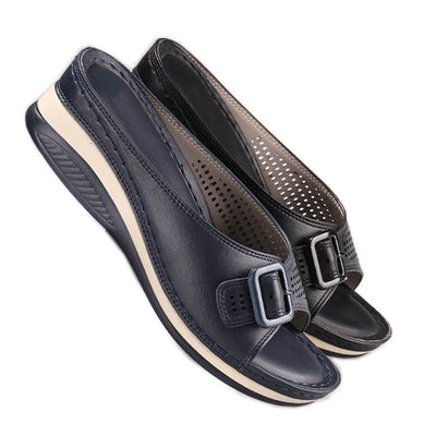 Damen Komfort-Pantoletten mit ergonomischer Fußbettung und verstellbarem Schnallenverschluss Fudus