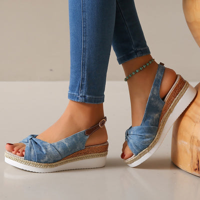 Damen Wedge-Sandalen mit elegantem Knoten-Design und rutschfester Sohle Fudus