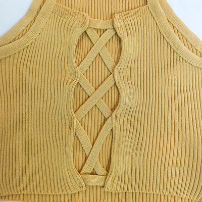 Damen cropped Oberteil mit raffinierten Bindebändern Fudus