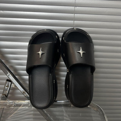 Damen Luxuriöse Slides mit edelem Schmuckdetail Fudus