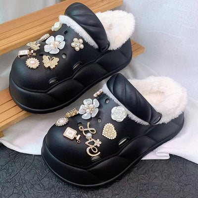 Damen Komfortable Clogs mit luxuriösen Verzierungen und weichem Futter Fudus