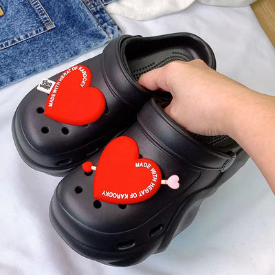 Damen Komfortable Clogs mit Herzen-Applikation und atmungsaktiver Sohle Fudus