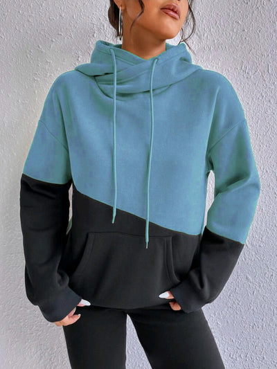 Damen Hoodie mit künstlerischem Farbblockdesign Fudus