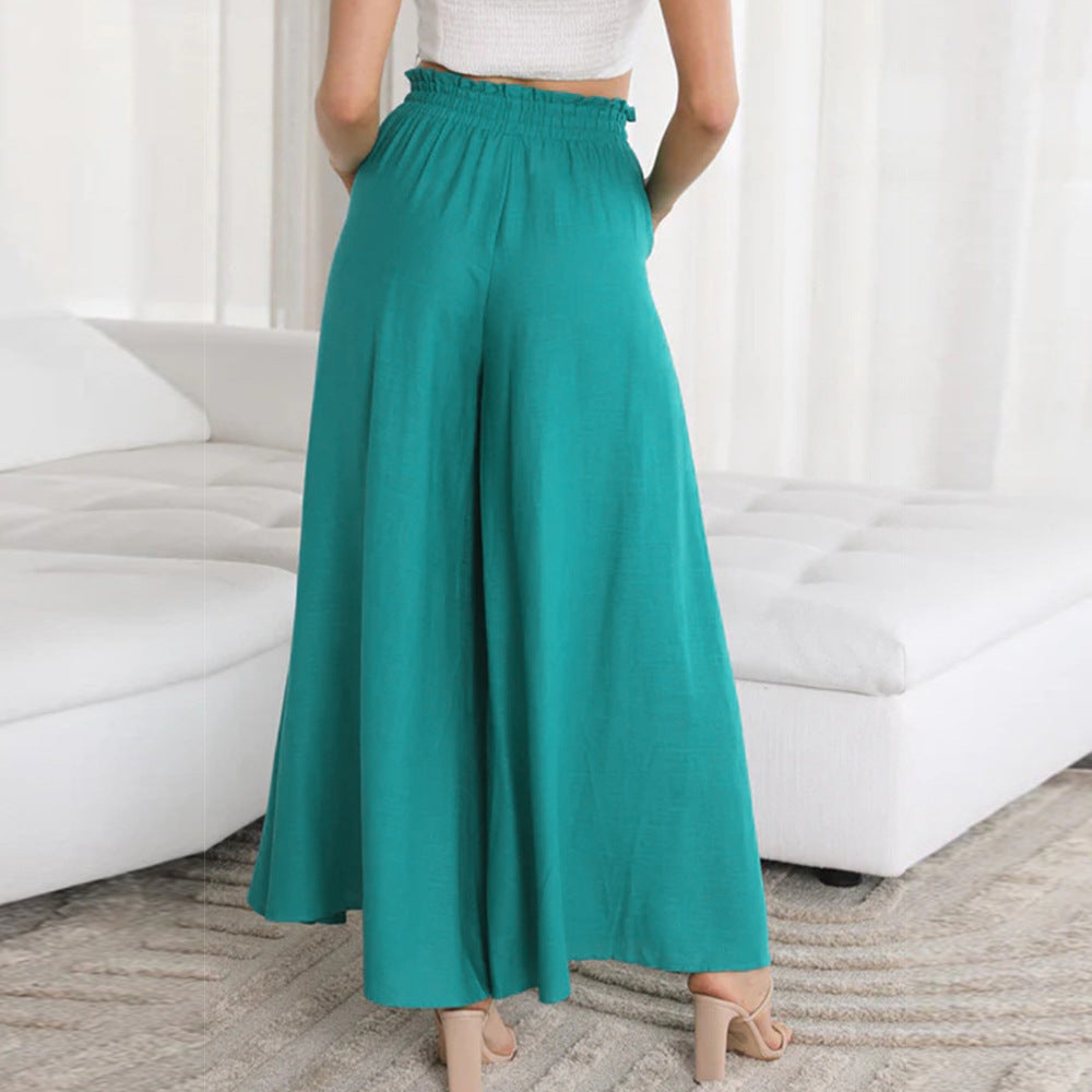 Damen luftige Maxihose mit elastischem Bund und modernem Schnitt Fudus