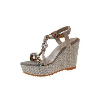 Damen Wedge-Sandalen mit komfortablem Fußbett und auffälligem Dekor Fudus