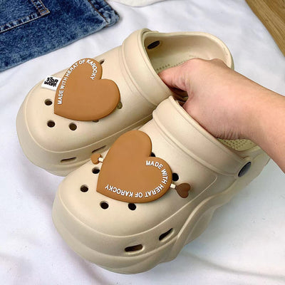 Damen Komfortable Clogs mit Herzen-Applikation und atmungsaktiver Sohle Fudus