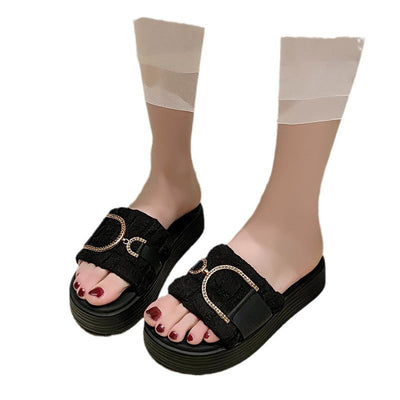 Damen Design-Pantoletten mit dekorative Riemen und rutschfester Sohle Fudus