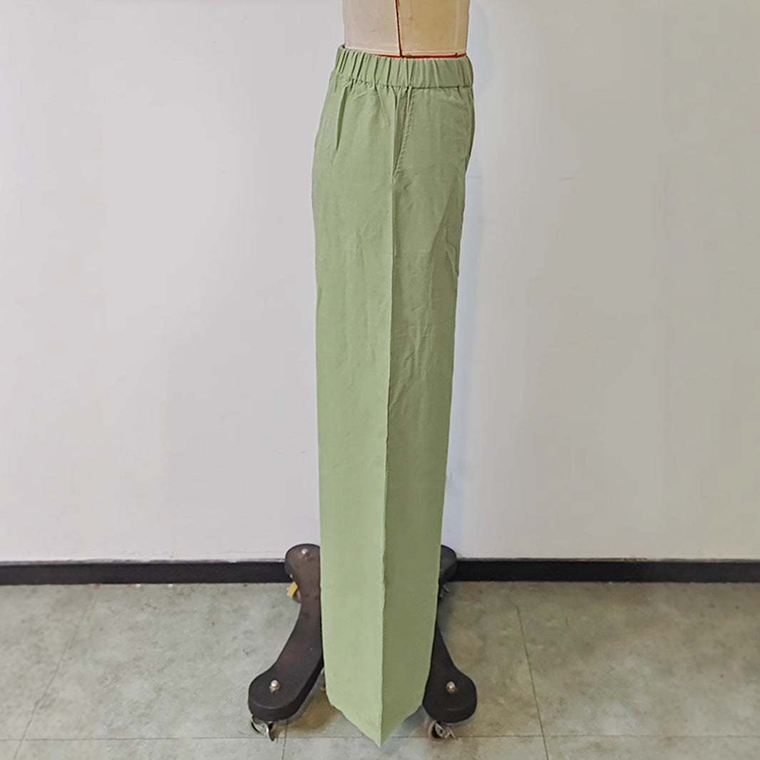 Damen lässige Palazzo-Hosen aus leichtem, atmungsaktivem Stoff mit elastischem Bund Fudus