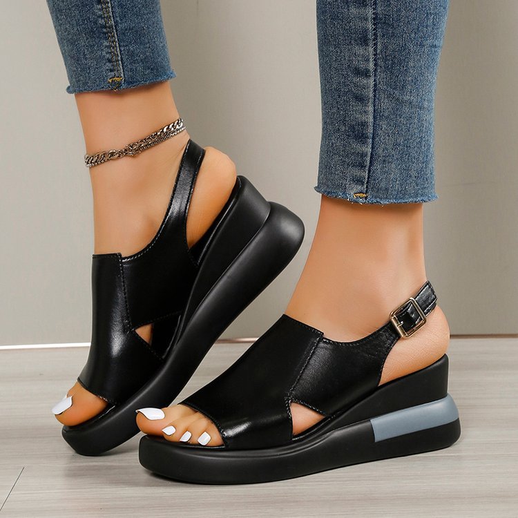 Damen Wedge-Sandalen mit verstellbarem Riemen und rutschfester Sohle Fudus