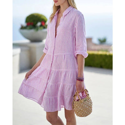 Damen Hemdkleid mit gestreiftem Design und taillierter Passform Fudus