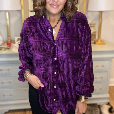 Damen Oversized Hemd aus luxuriösem Samt mit strukturierter Oberfläche Fudus