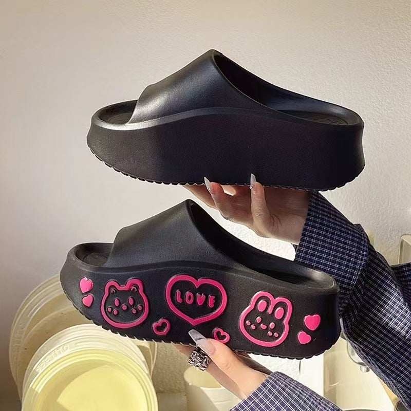 Damen Komfortable und verspielte Plattform-Pantoletten mit tierischen Motiven und rutschfester Sohle Fudus