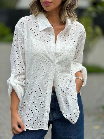 Bestickte Bluse | Langarm | Femininer Stil