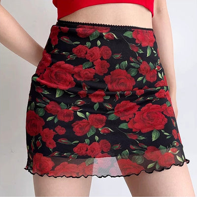 Damen Miniröcke mit floralem Design Fudus