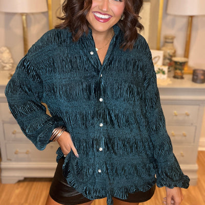 Damen Oversized Hemd aus luxuriösem Samt mit strukturierter Oberfläche Fudus