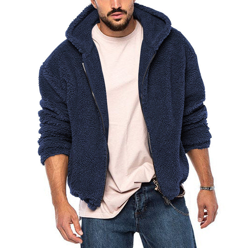 Herren Teddy-Fleece-Jacke mit Kapuze Fudus