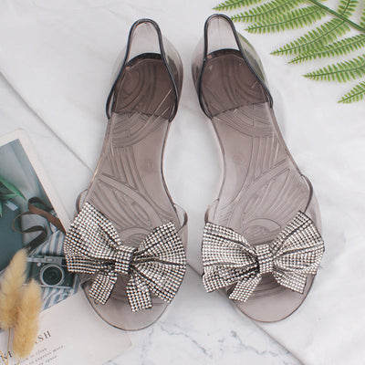 Damen Glamouröse und bequeme Badeschuhe mit funkelndem Schleifendetail Fudus