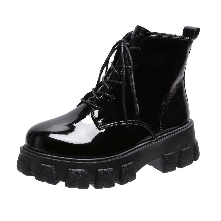 Damen Trendige Schnürstiefel mit robuster Gummisohle und modischem Design Fudus