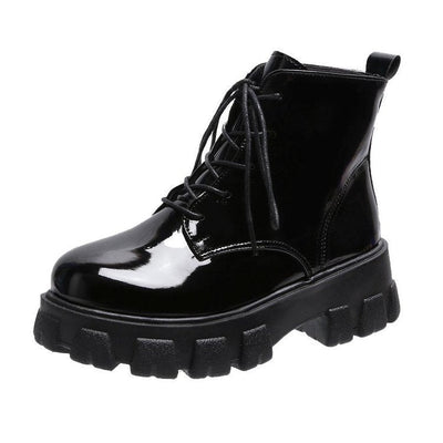 Damen Trendige Schnürstiefel mit robuster Gummisohle und modischem Design Fudus