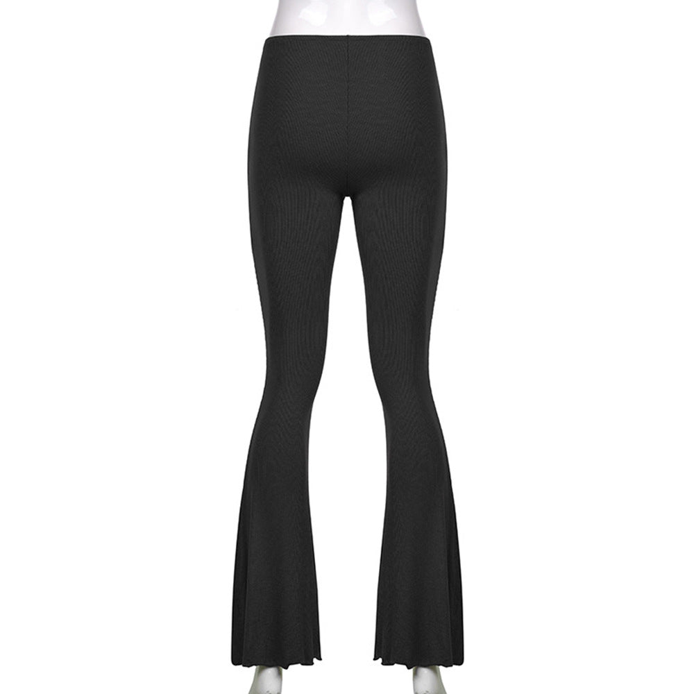 Damen Flared Hosen mit strukturiertem Stoff und seitlichen Schlitzdetails Fudus