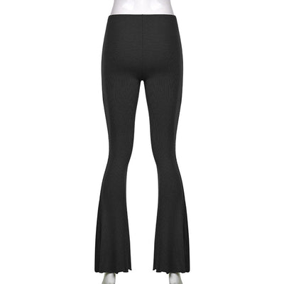 Damen Flared Hosen mit strukturiertem Stoff und seitlichen Schlitzdetails Fudus