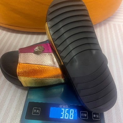 Damen Trendige Riemensandalen mit schimmerndem Obermaterial und bequemem Fußbett Fudus