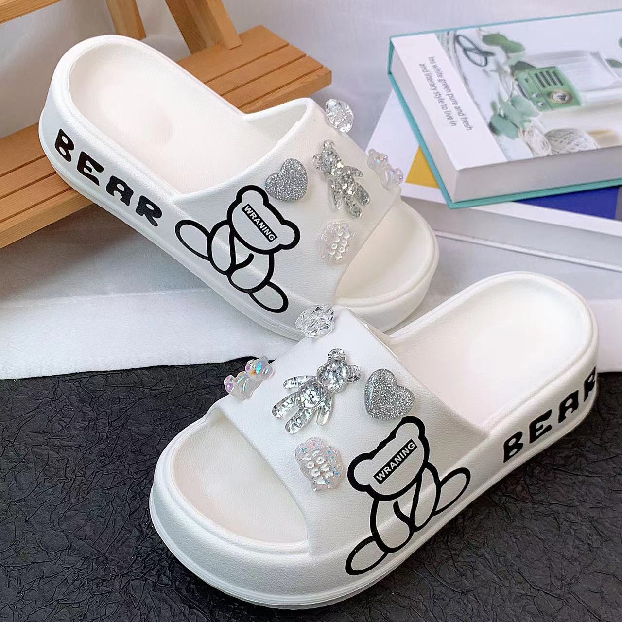 Damen Freizeit-Slipper mit tierischem Motiv und funkelnden Applikationen Fudus