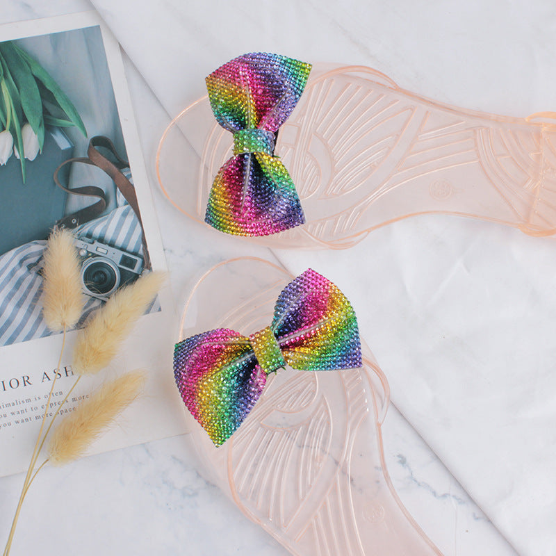 Damen Glitzernde Pantoletten mit dekorativem Schleifen-Akzent Fudus