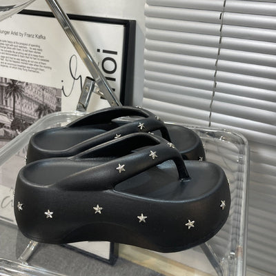 Damen Komfortable Flip-Flops mit dekorativem Sternen Schmuck Fudus