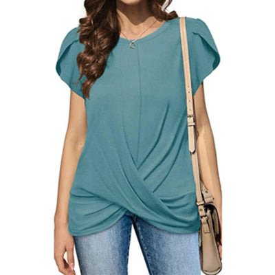 Damen lässiges T-Shirt mit elegantem Knoten Fudus