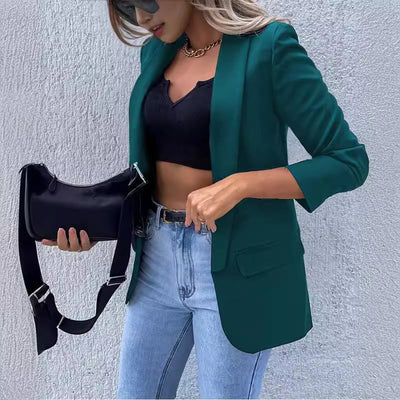 Damen Modischer Blazer mit grafischem Kettenmuster und tailliertem Schnitt Fudus