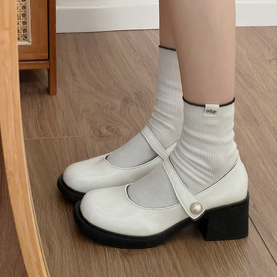 Damen Hochwertige Mary Jane Pumps mit dicker Sohle und elegantem Riemen Fudus