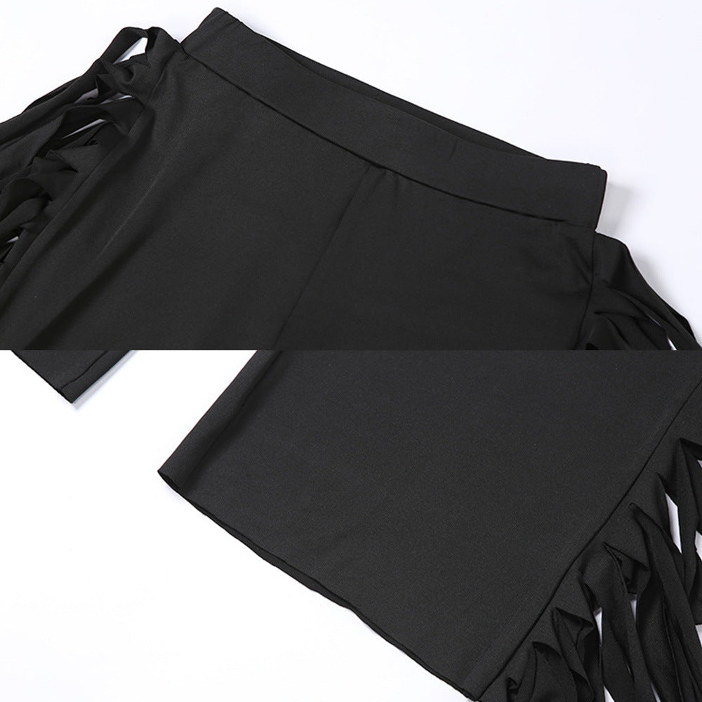 Damen Palazzo-Hose mit fransigen Details Fudus