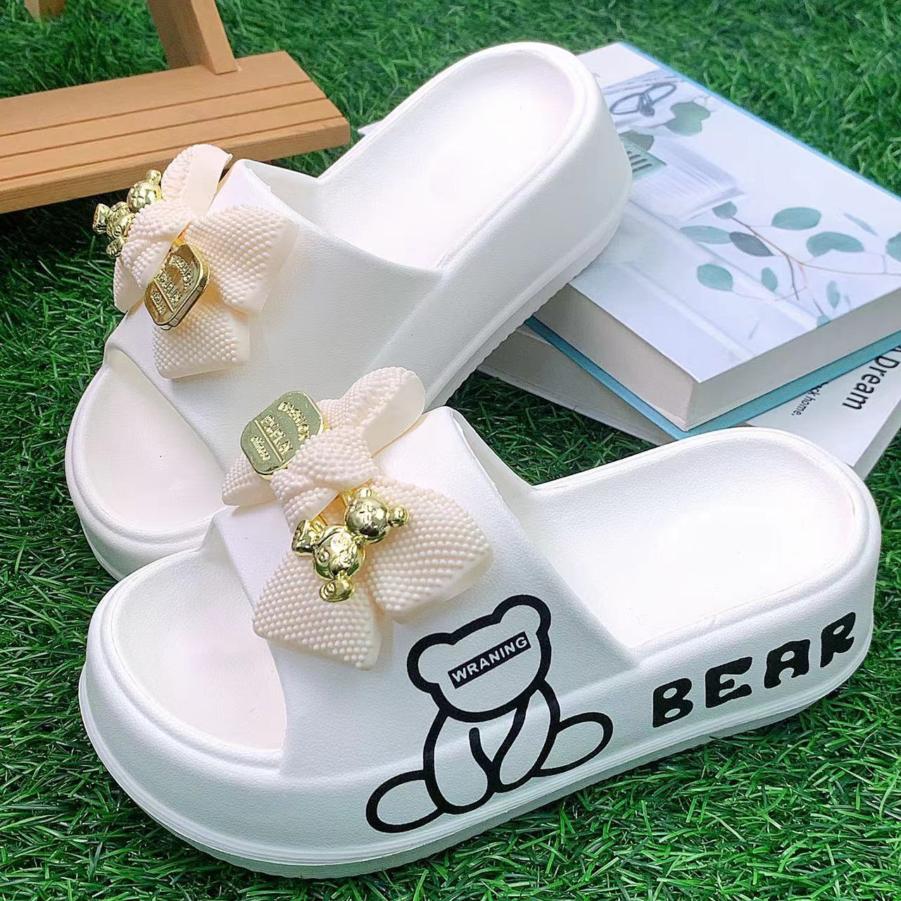 Damen Verspielte Hausschuhe mit Teddy-Design und charmanten Verzierungen Fudus