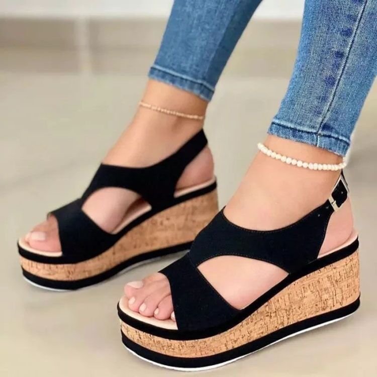 Damen Wedge-Sandalen mit angesagtem Cork-Design und komfortabler Fußbettung Fudus