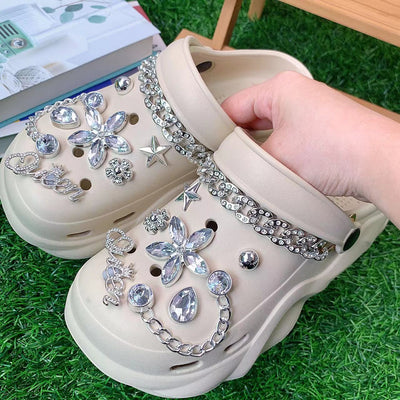 Damen modische Clogs mit funkelndem Schmuck Fudus