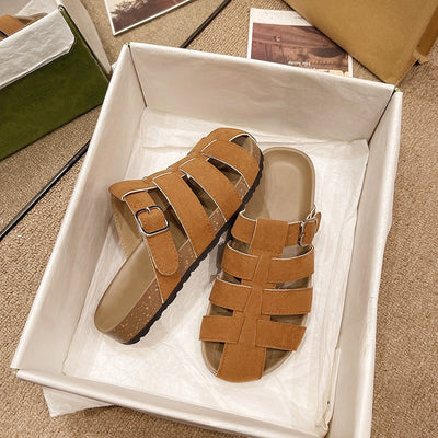 Damen bequeme Riemensandalen mit verstellbarem Schnallenverschluss Fudus