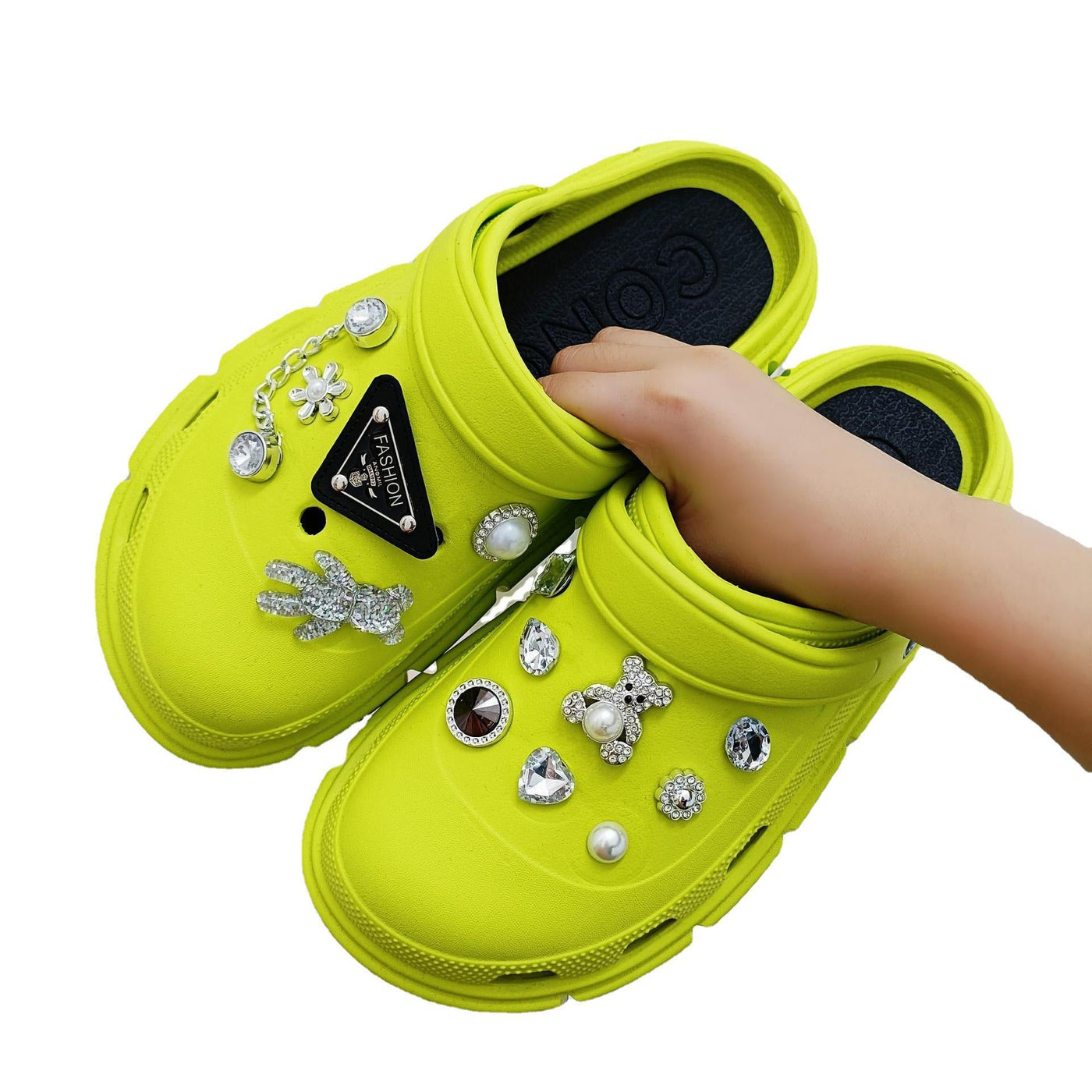 Damen Dekorative und modische Clogs mit Strassverzierungen Fudus