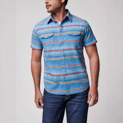 Herren Kurzarm-Hemd mit gestreiftem Design und zwei Brusttaschen Aliams