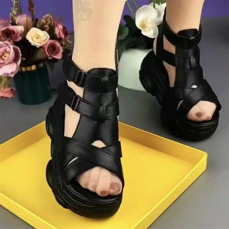 Damen komfortable Plateau-Sandalen mit verstellbaren Riemen und ergonomischer Sohle Fudus