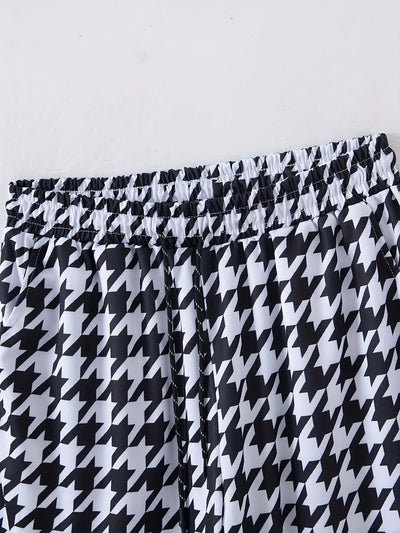 Herren Badeshorts mit stylischem Hahnentrittmuster und praktischen Seitentaschen Fudus