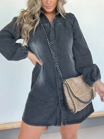 Damen Jeanshemdkleid Fudus